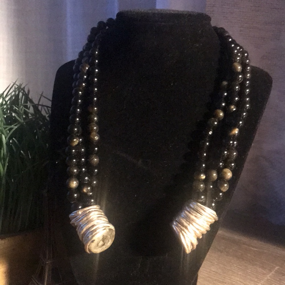 Agate And Silver Beautiful Statement Necklace. - image 3